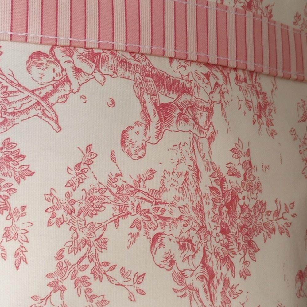 Vintage Style Toile Pink and White Large Zipper Bag - Picture 12 of 12